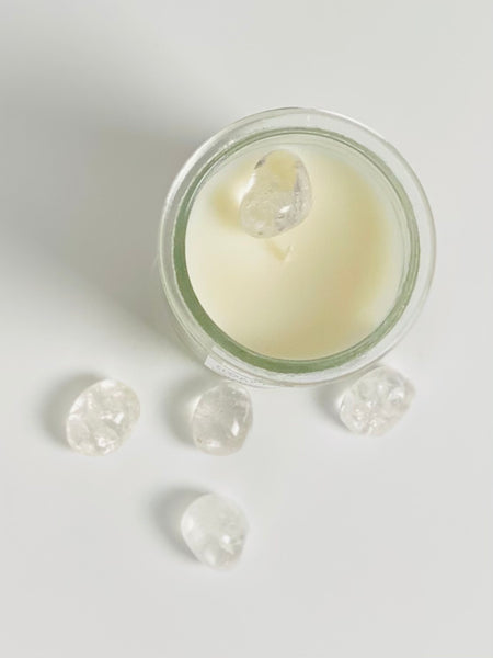 I Am Intentional | Clear Quartz Crystal Candle