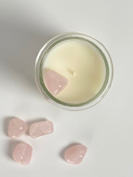 I Am Loved | Rose Quartz Crystal Candle