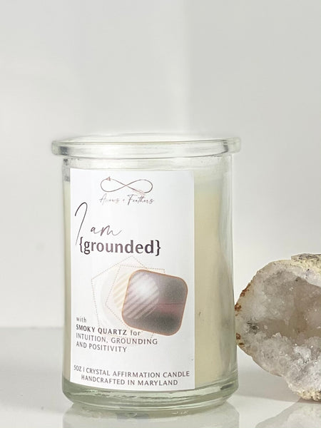 I Am Grounded | Smoky Quartz Crystal Candle