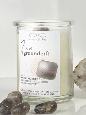 I Am Grounded | Smoky Quartz Crystal Candle